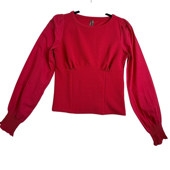 Anthropologie Tops - By Anthropologie Women'S XS Blouse Crepe Smocked Structured Pink Smocking